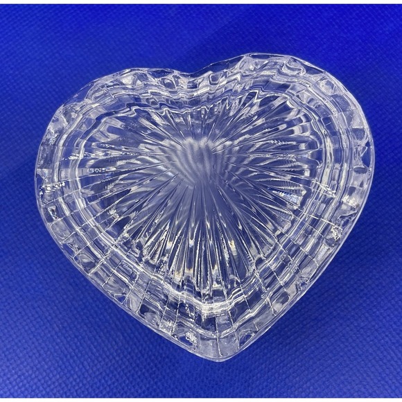 Other - Vintage Clear Cut Glass Crystal Jewelry Miniature Heart Shaped Trinket Box